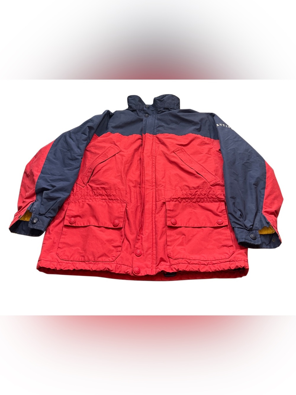 Vintage Nautica Men’s Red and Navy Colorblock Performance Jacket